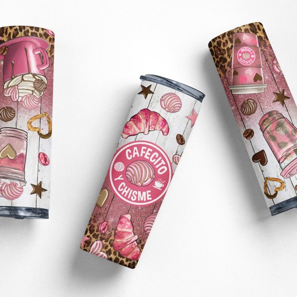 20oz Insulated Tumbler, Cafecito y Chisme, Spanish, Cute - Picture 3 of 8